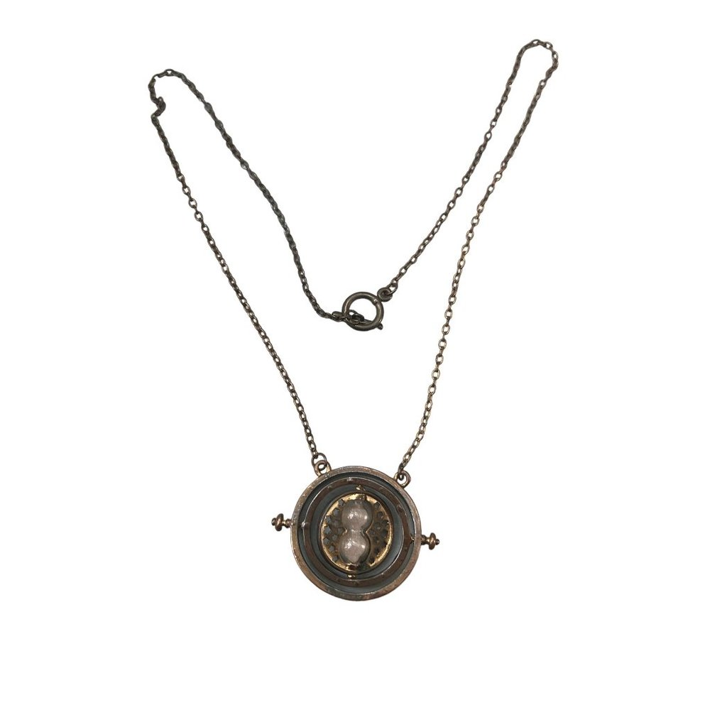 Harry Potter Necklace Hermiones Time Turner Hourglass Copper Toggle Clasp 21"
